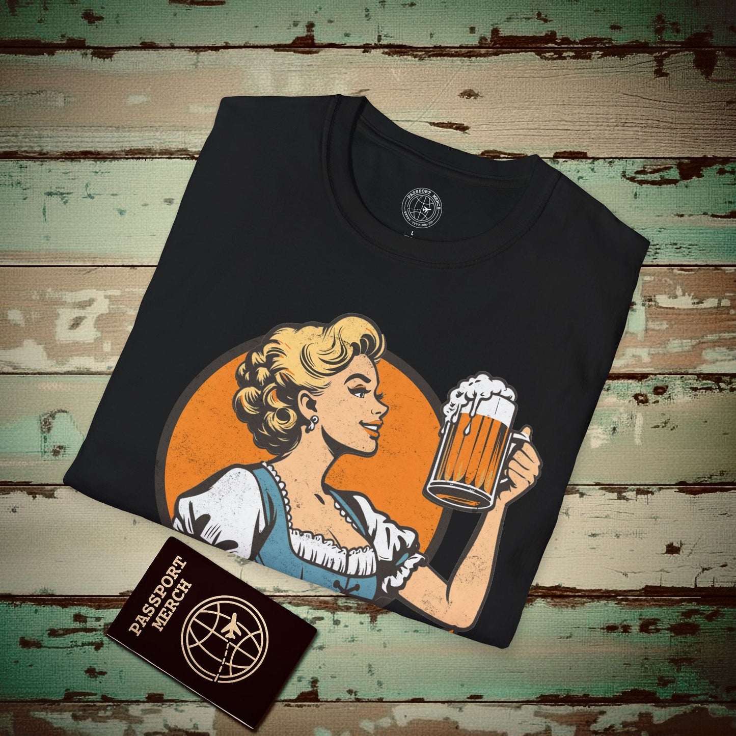 Vintage Oktoberfest Beer Maiden, Germany T-Shirt Black / S