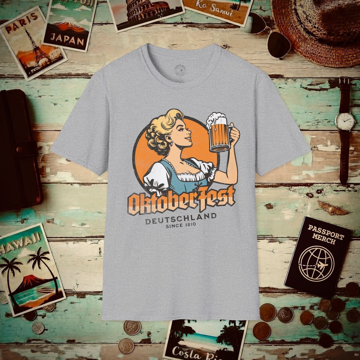 Vintage Oktoberfest Beer Maiden, Germany T-Shirt Sport Grey / S