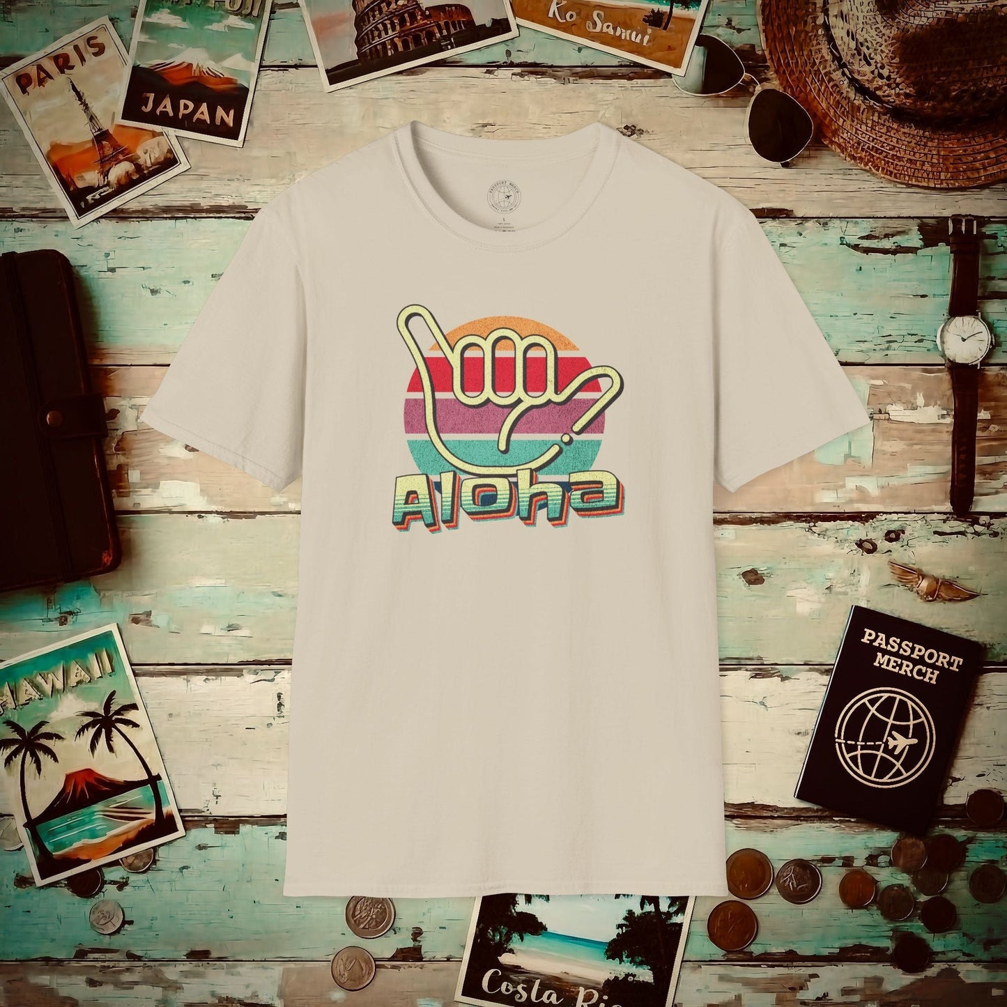 Vintage Retro Aloha Shaka, Hawaii T-Shirt Sand / S