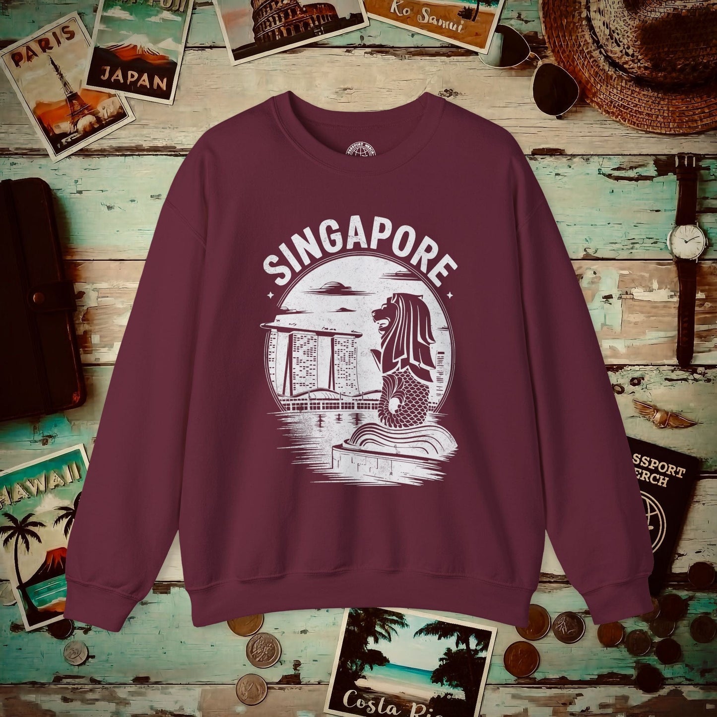 Vintage Singapore Merlion Crewneck Maroon / S