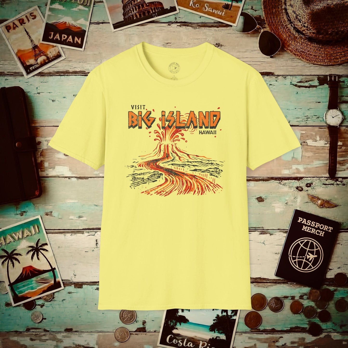 Vintage Visit Big Island, Hawaii T-Shirt Cornsilk / S