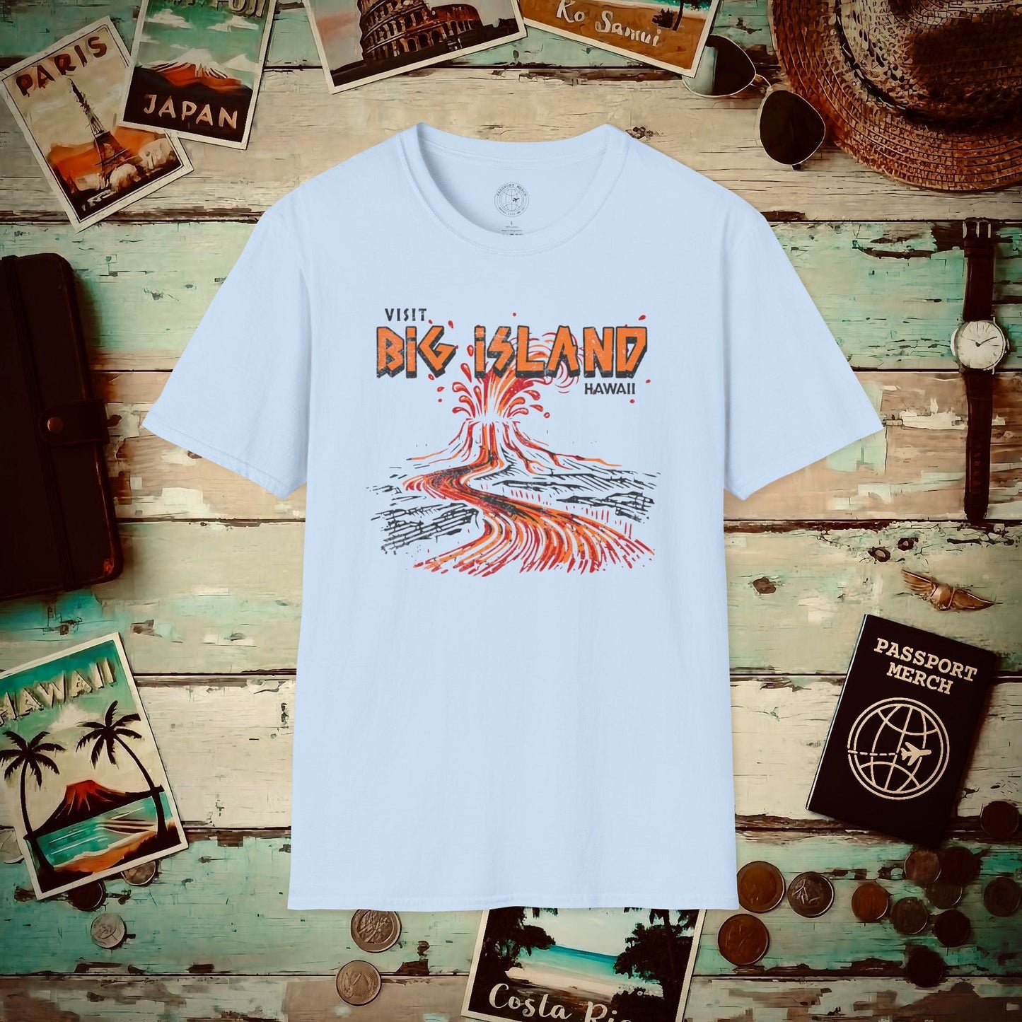 Vintage Visit Big Island, Hawaii T-Shirt Light Blue / S