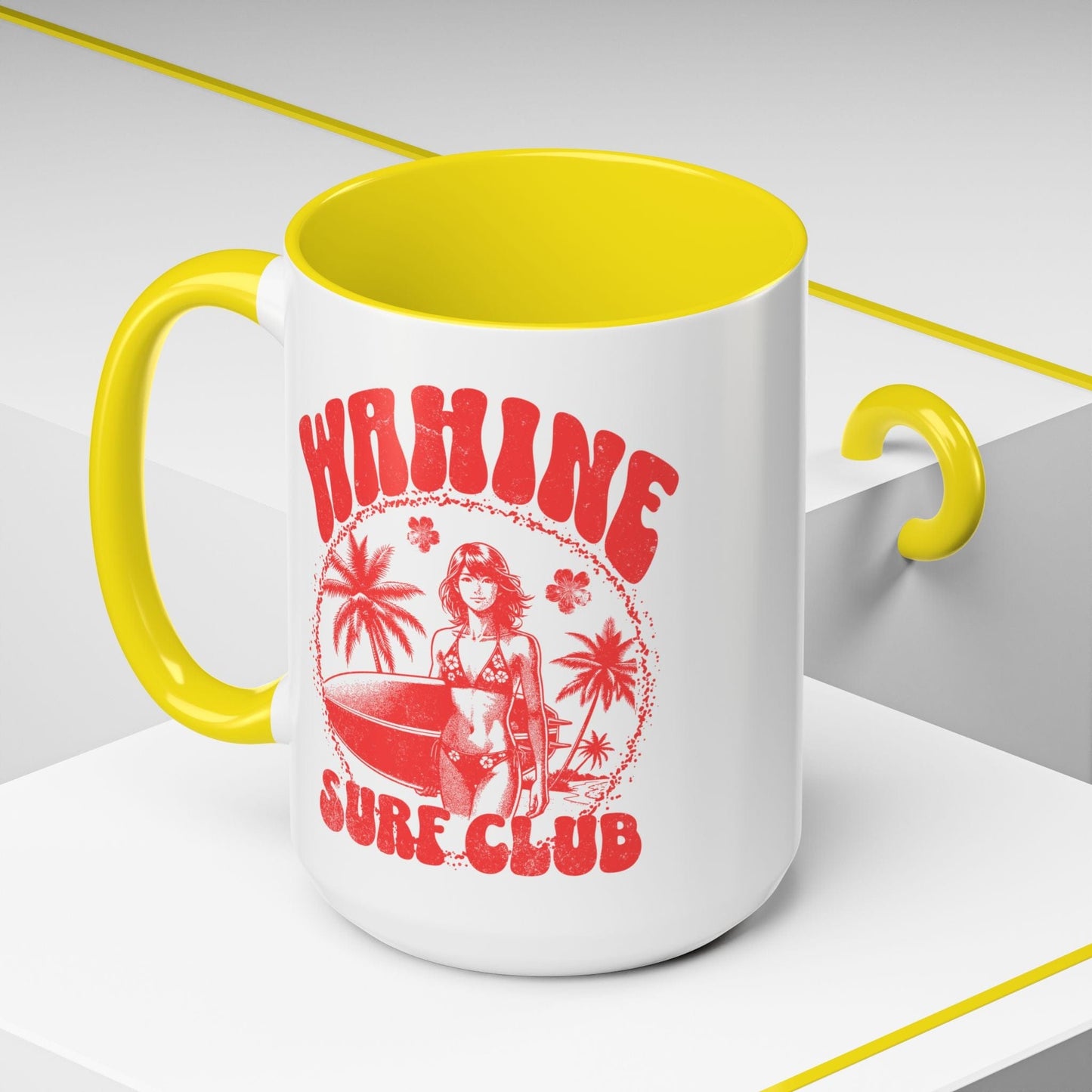Wahine Surf Club, Hawaii 15oz Mug Yellow / 15oz