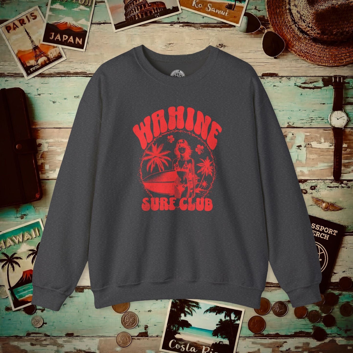 Wahine Surf Club, Hawaii Crewneck Dark Heather / S