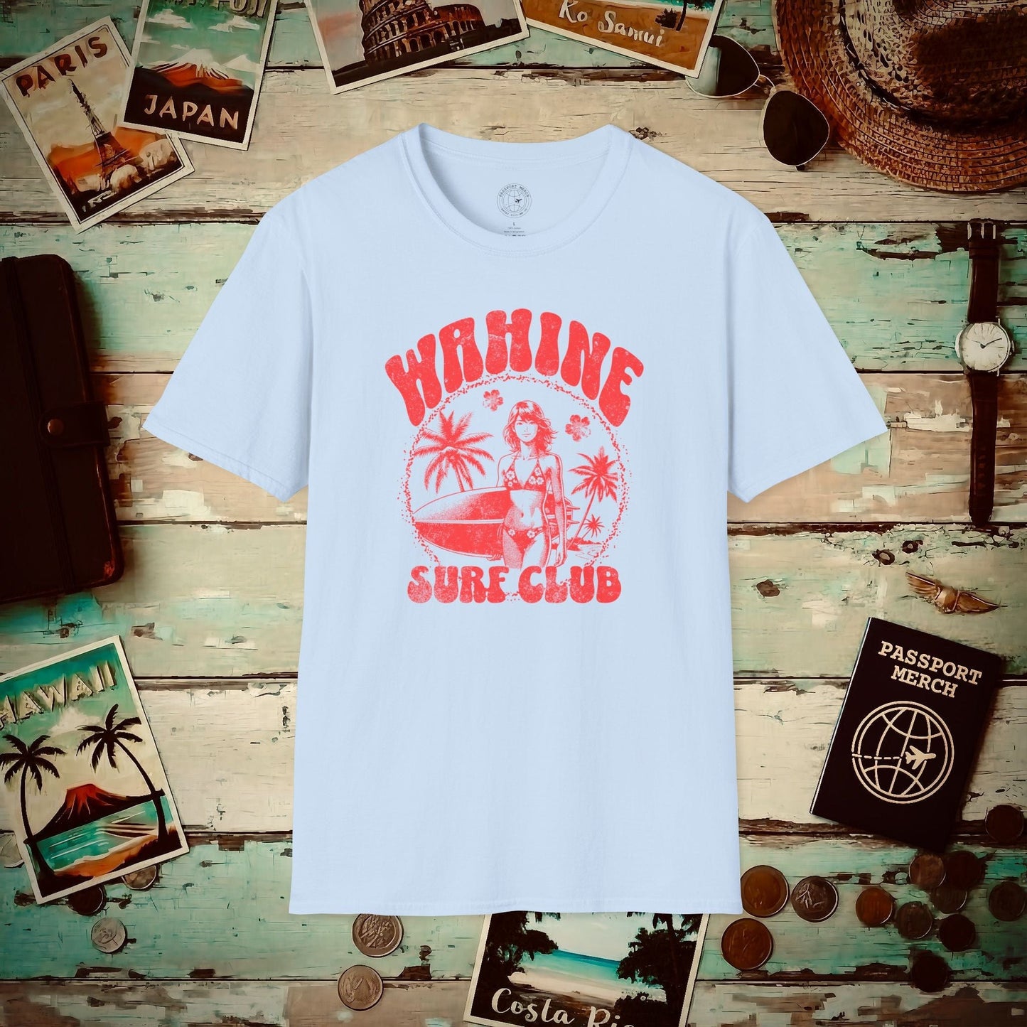Wahine Surf Club, Hawaii T-Shirt Light Blue / S