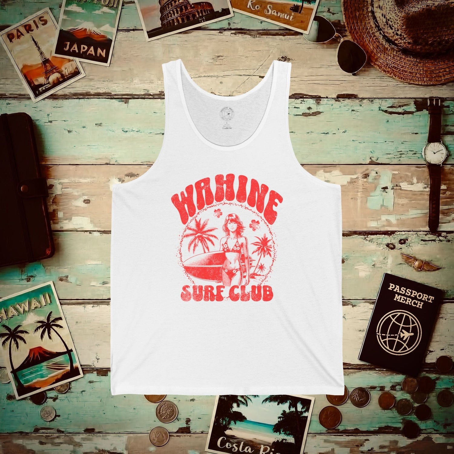 Wahine Surf Club, Hawaii Tank Top White / XS