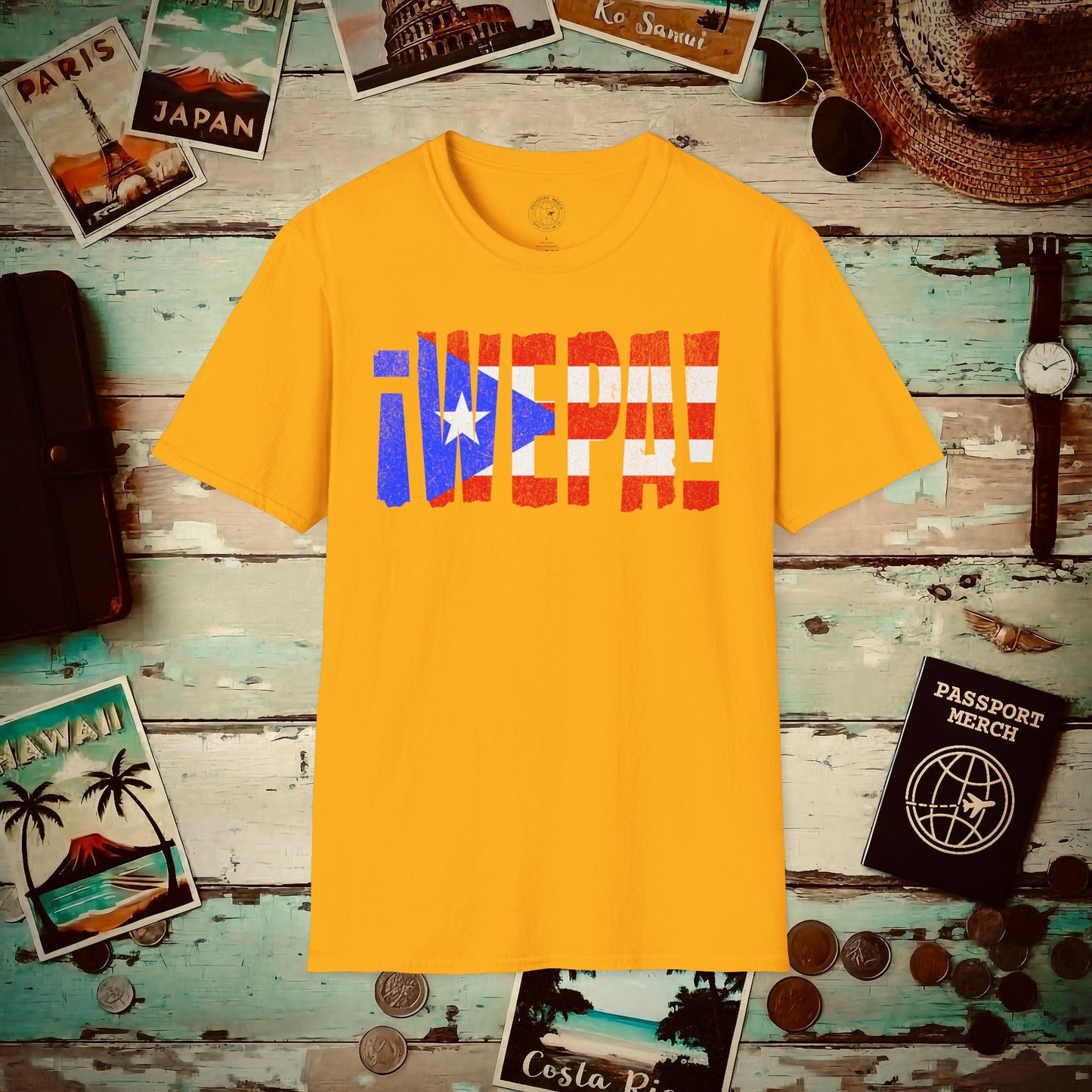 Wepa Puerto Rico Letter Flag T-Shirt Gold / S