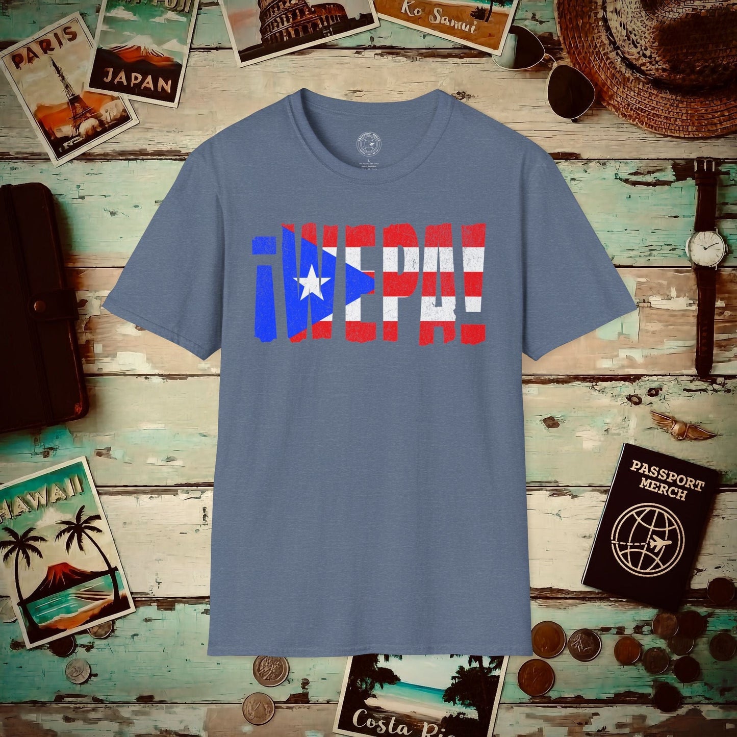 Wepa Puerto Rico Letter Flag T-Shirt Heather Indigo / S