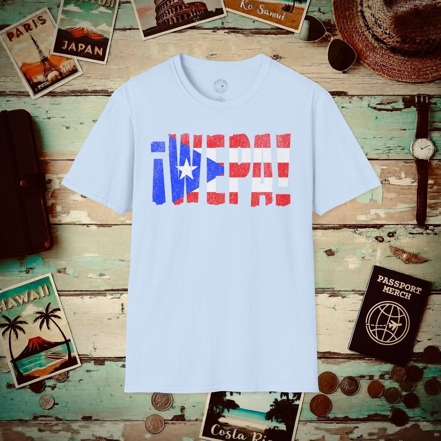 Wepa Puerto Rico Letter Flag T-Shirt Light Blue / S
