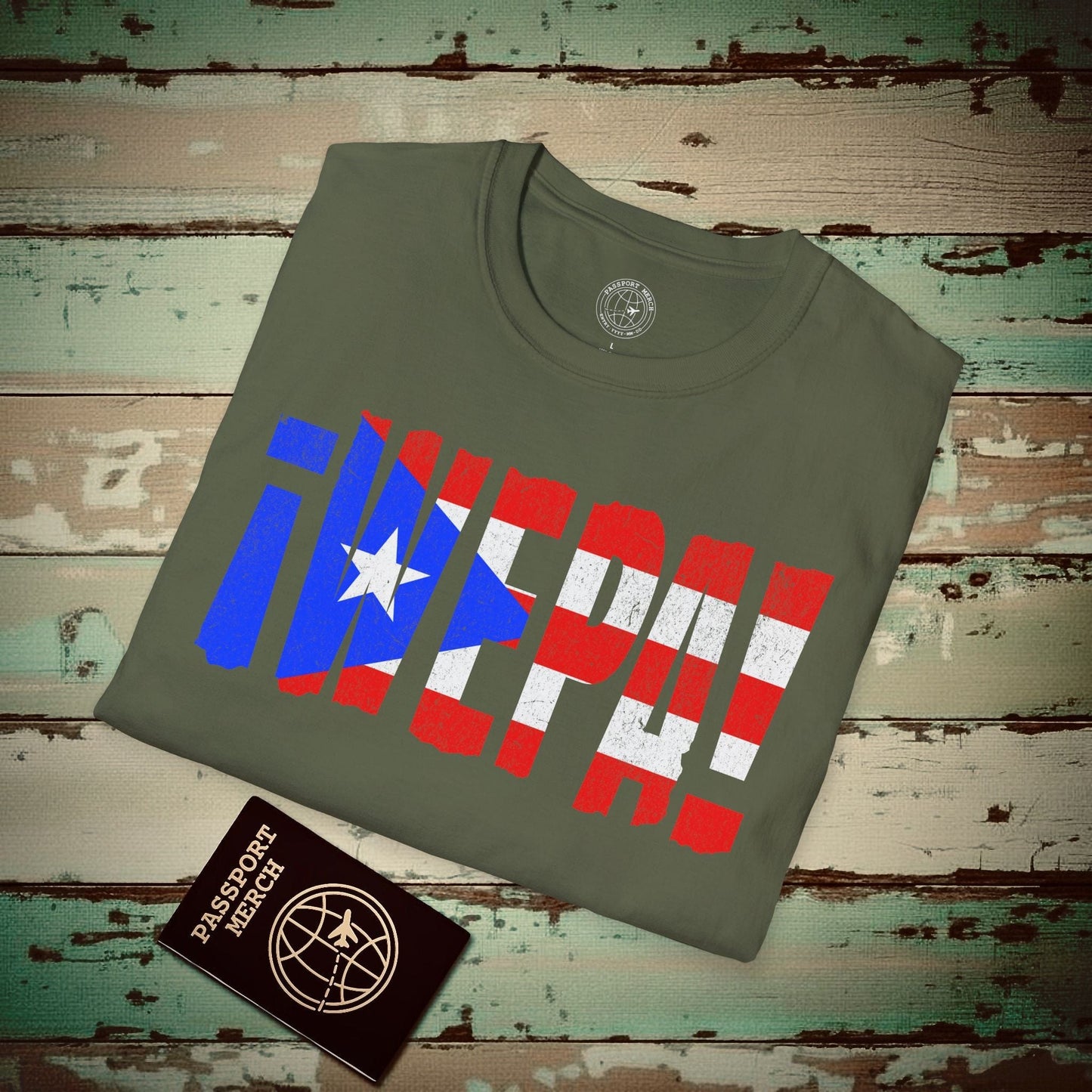 Wepa Puerto Rico Letter Flag T-Shirt Military Green / S