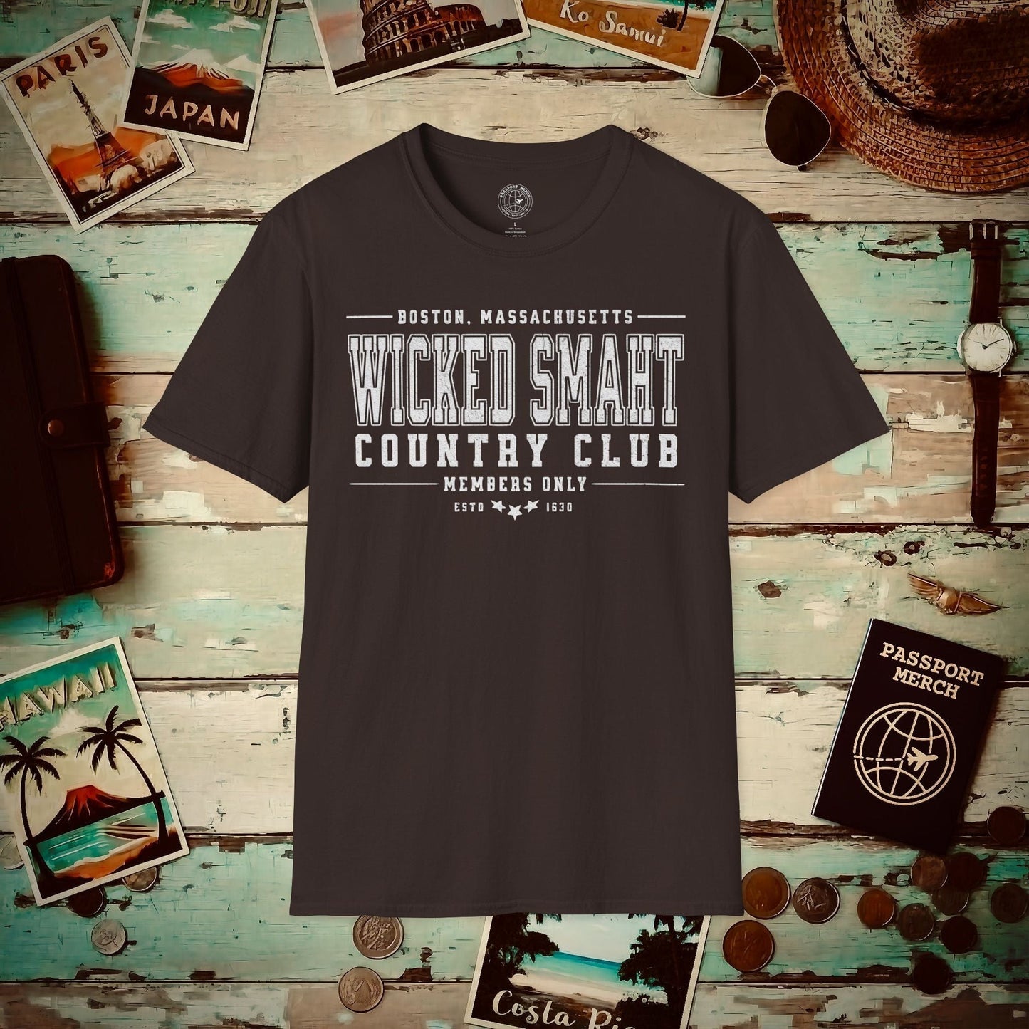 Wicked Smaht Country Club, Boston, Massachussets T-Shirt Dark Chocolate / S