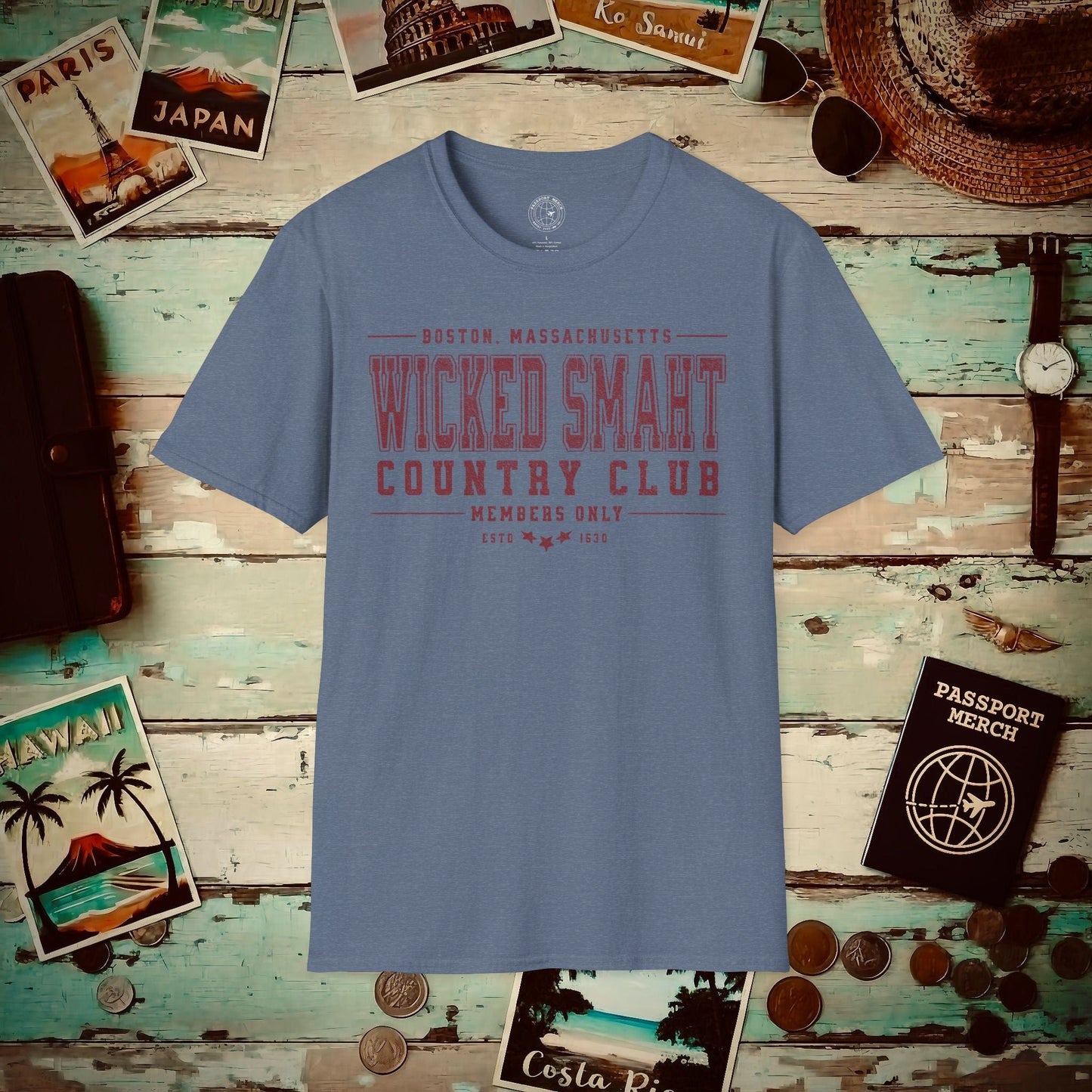 Wicked Smaht Country Club, Boston, Massachussets T-Shirt Heather Indigo / S