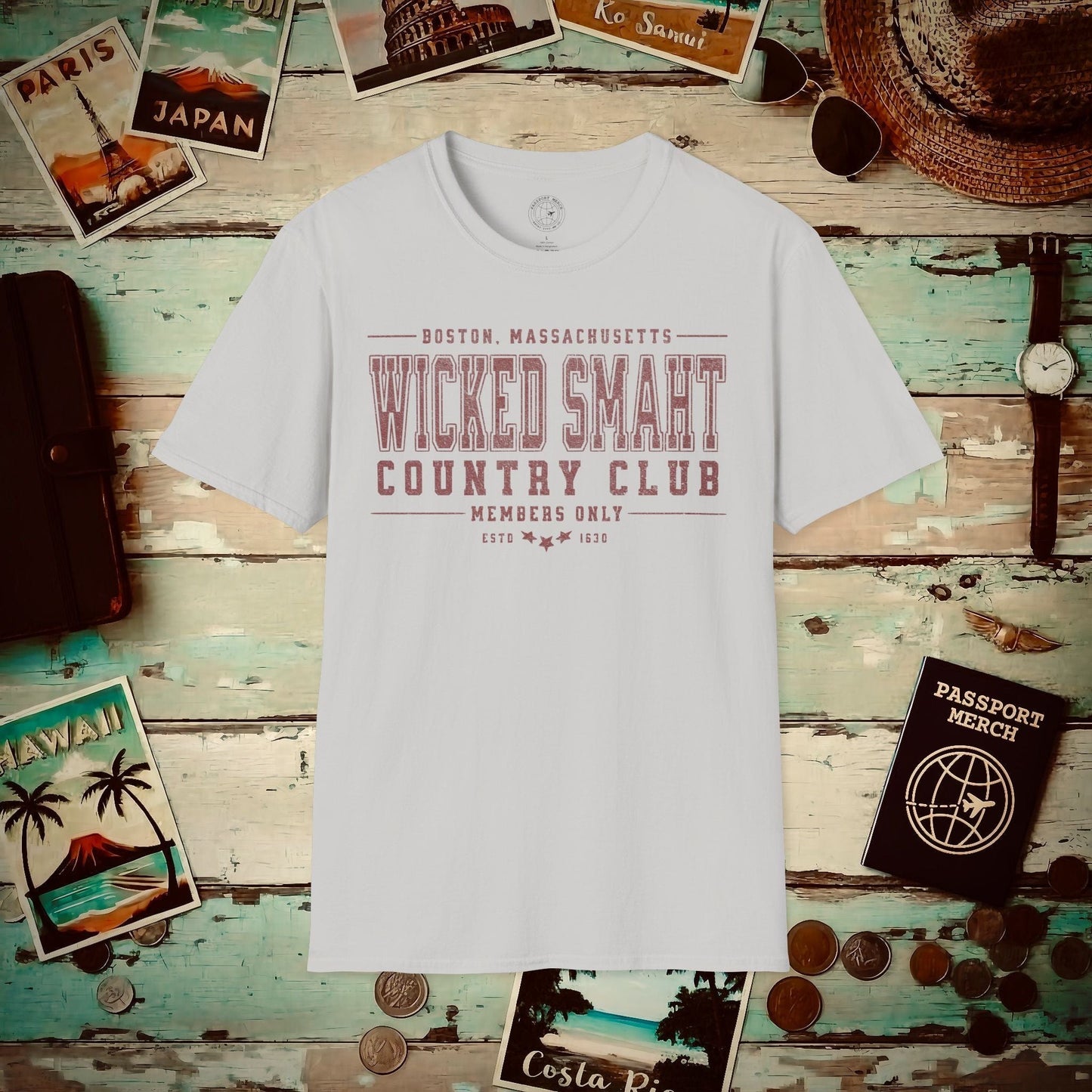 Wicked Smaht Country Club, Boston, Massachussets T-Shirt Ice Grey / S