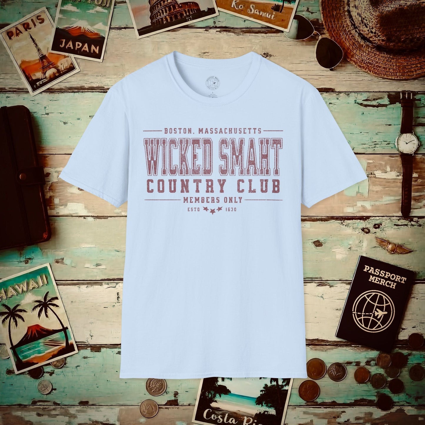 Wicked Smaht Country Club, Boston, Massachussets T-Shirt Light Blue / S