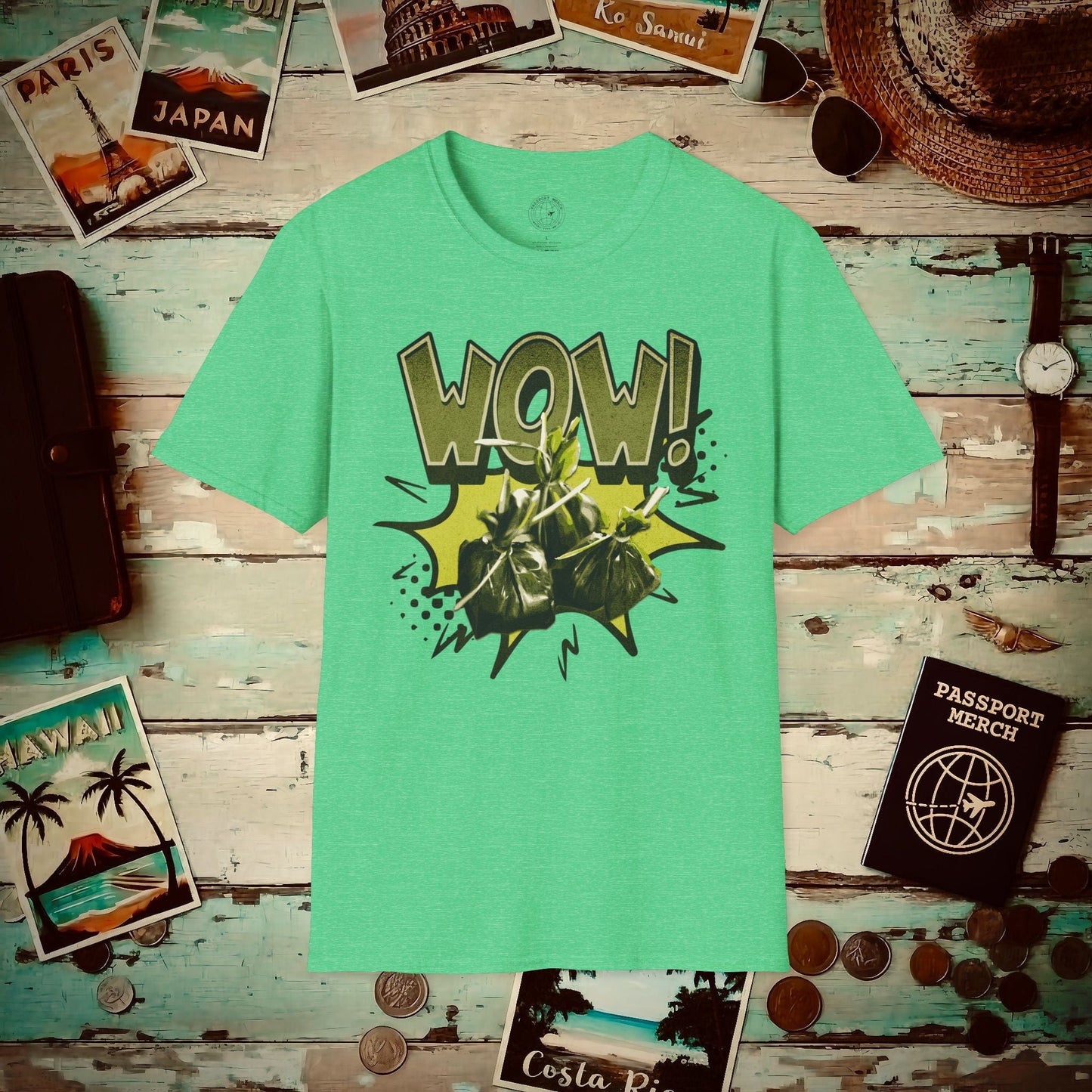 Wow Lau Lau, Hawaii T-Shirt Heather Irish Green / S