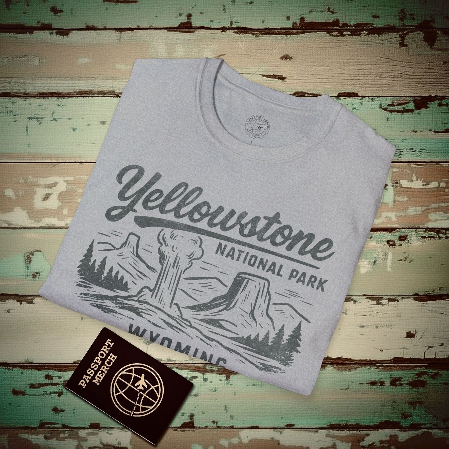 Yellowstone National Park Vintage Monochrome, Wyoming T-Shirt Sport Grey / S