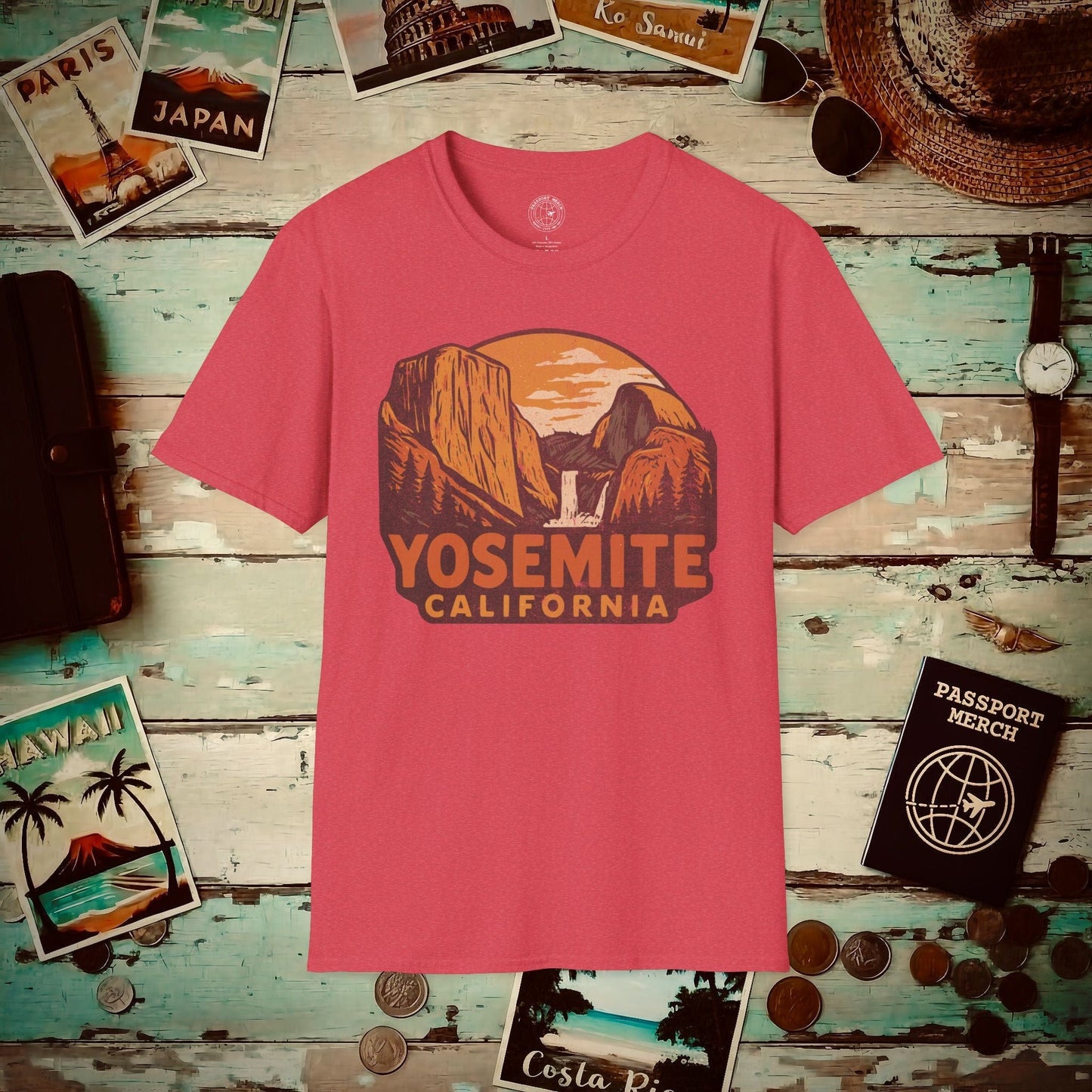 Yosemite, California - 80's Vintage T-Shirt Heather Red / S