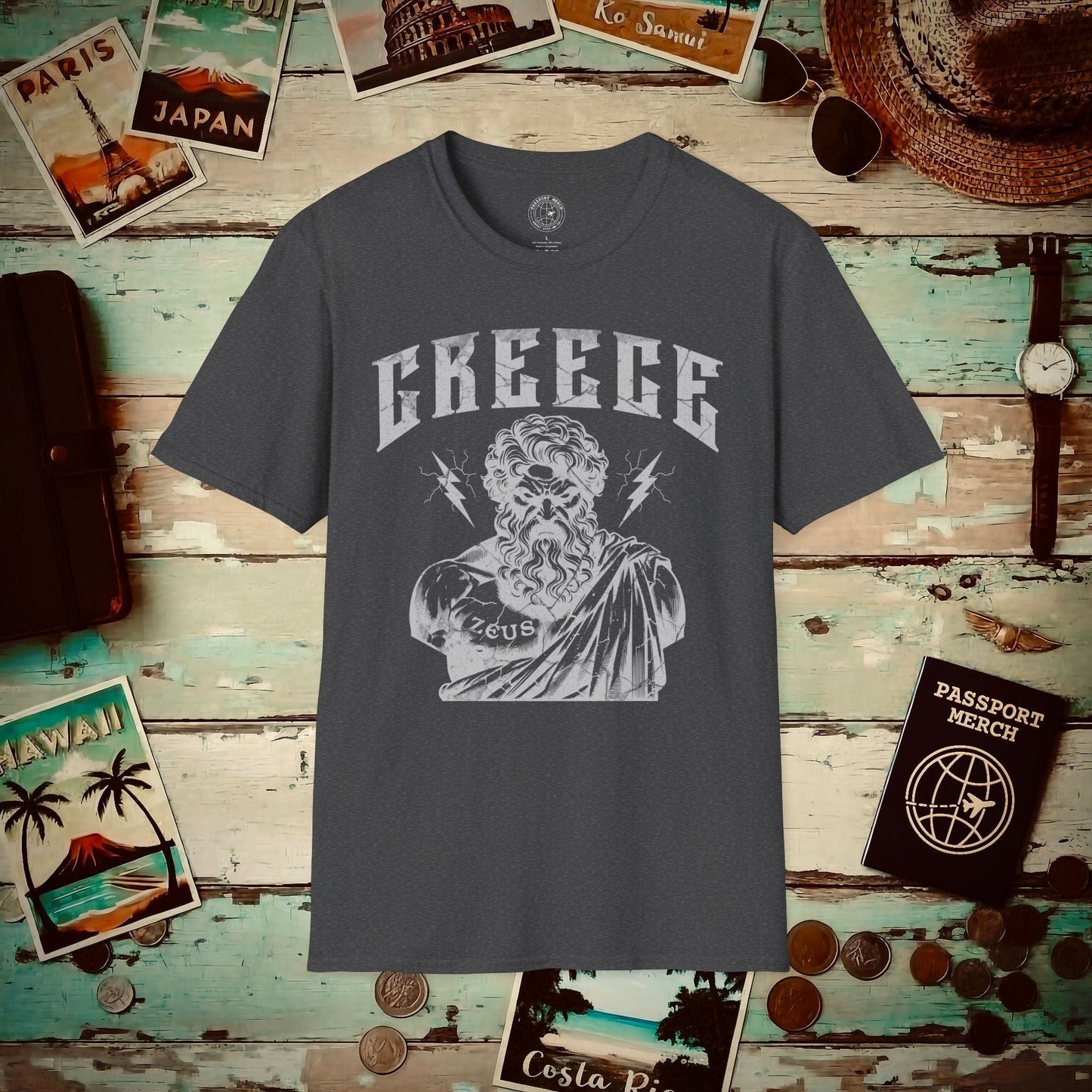 Zeus Greece T-Shirt Dark Heather / S