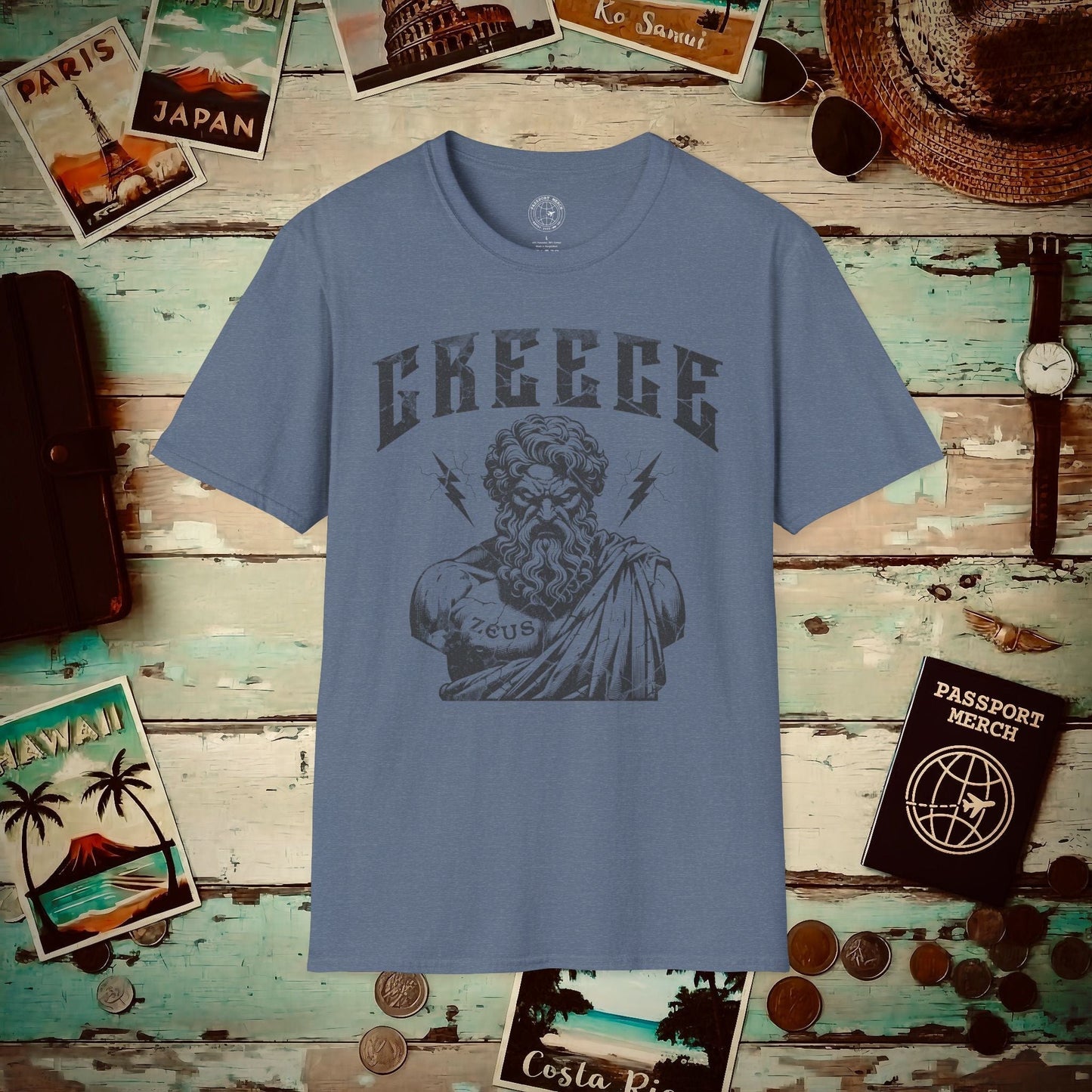 Zeus Greece T-Shirt Heather Indigo / S