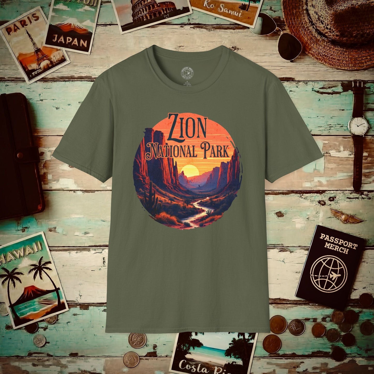 Zion National Park, Utah T-Shirt Military Green / S