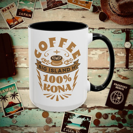 100 Percent Kona Coffee Hawaii 15oz Mug Black / 15oz