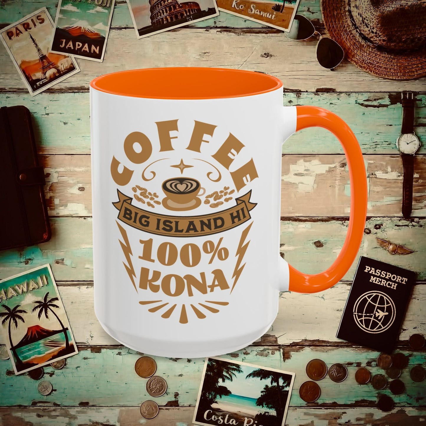 100 Percent Kona Coffee Hawaii 15oz Mug Orange / 15oz