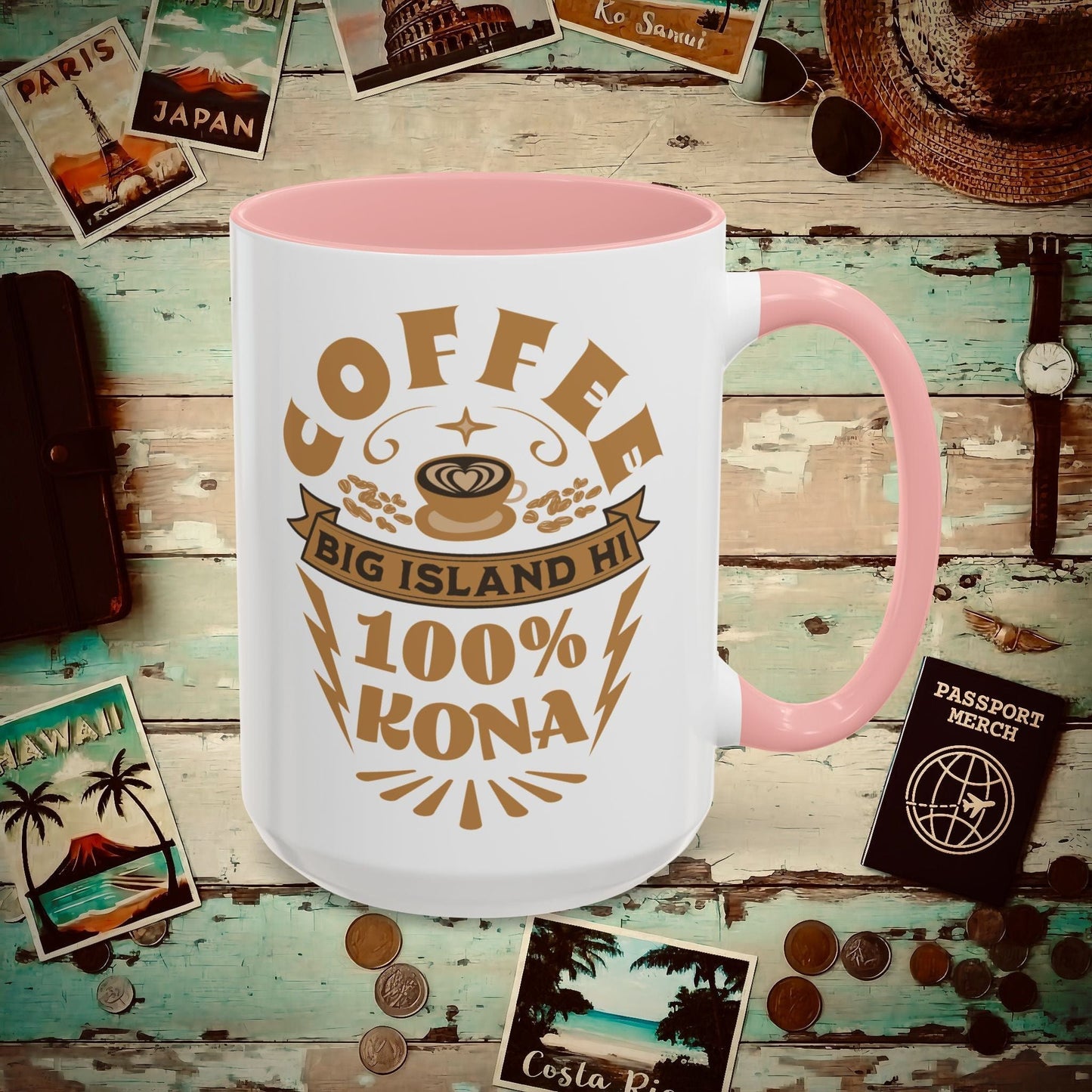 100 Percent Kona Coffee Hawaii 15oz Mug Pink / 15oz