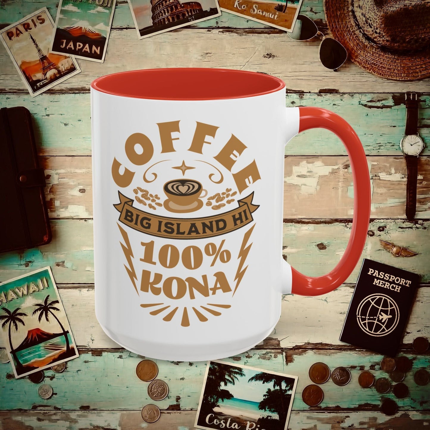100 Percent Kona Coffee Hawaii 15oz Mug Red / 15oz