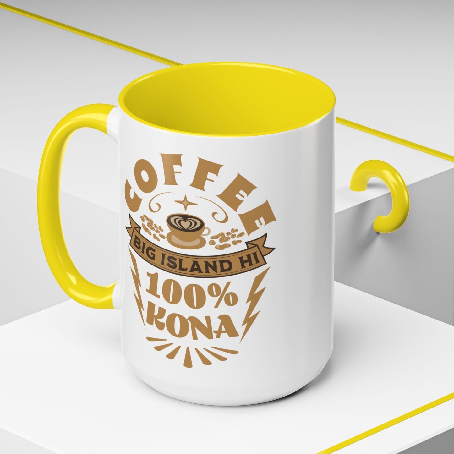 100 Percent Kona Coffee Hawaii 15oz Mug Yellow / 15oz