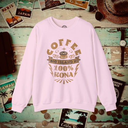 100 Percent Kona Coffee Hawaii Crewneck Light Pink / S