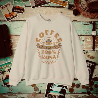 100 Percent Kona Coffee Hawaii Crewneck Sand / S