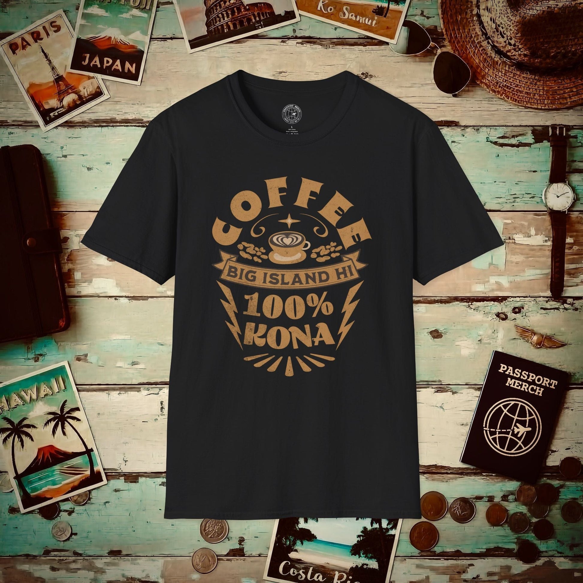 100 Percent Kona Coffee Hawaii T-Shirt Black / S