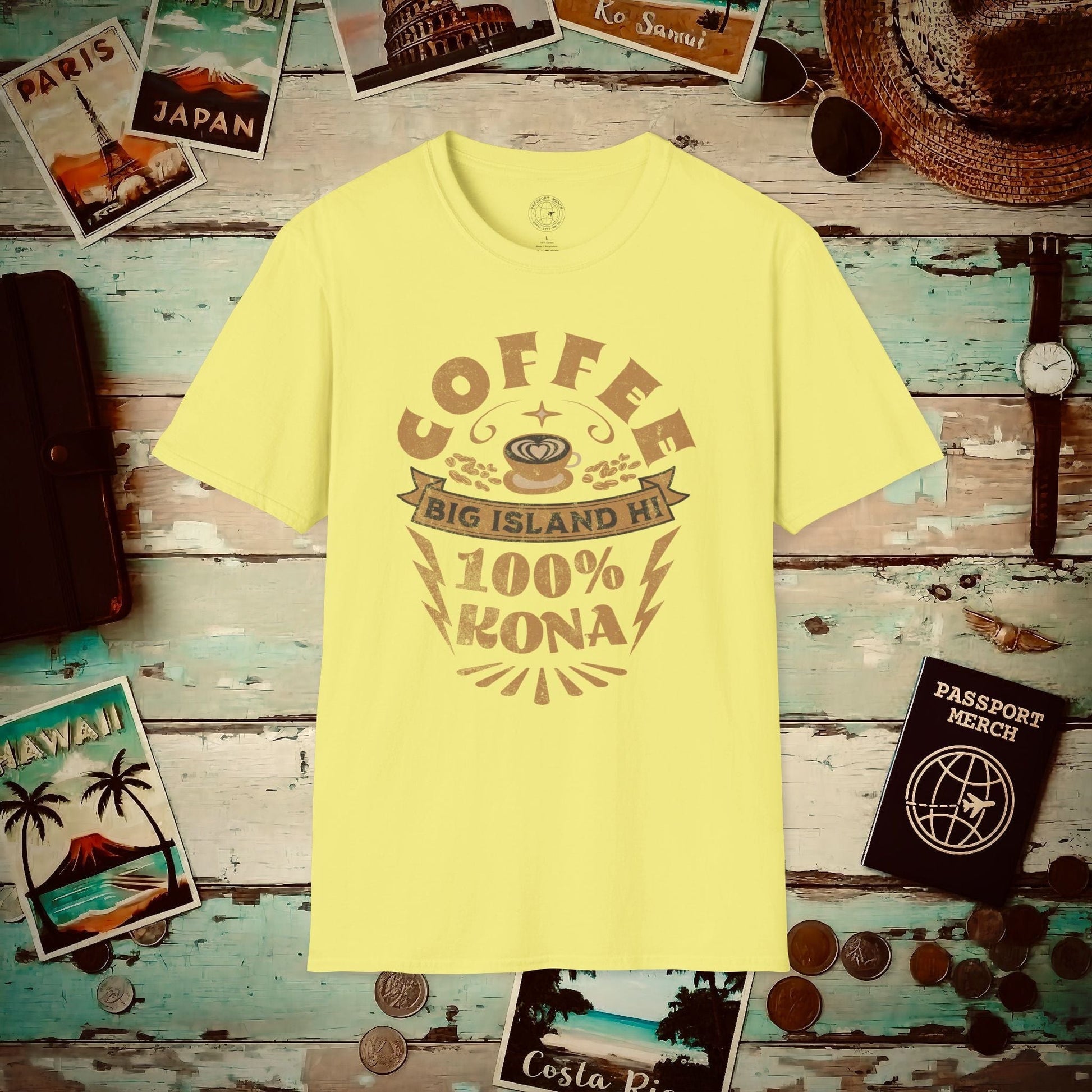 100 Percent Kona Coffee Hawaii T-Shirt Cornsilk / S