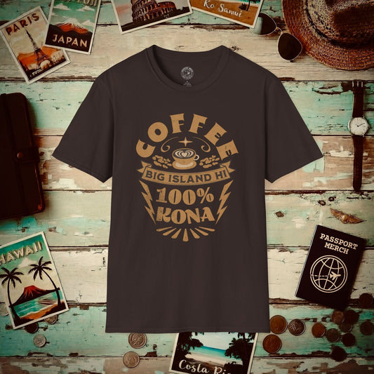 100 Percent Kona Coffee Hawaii T-Shirt Dark Chocolate / S