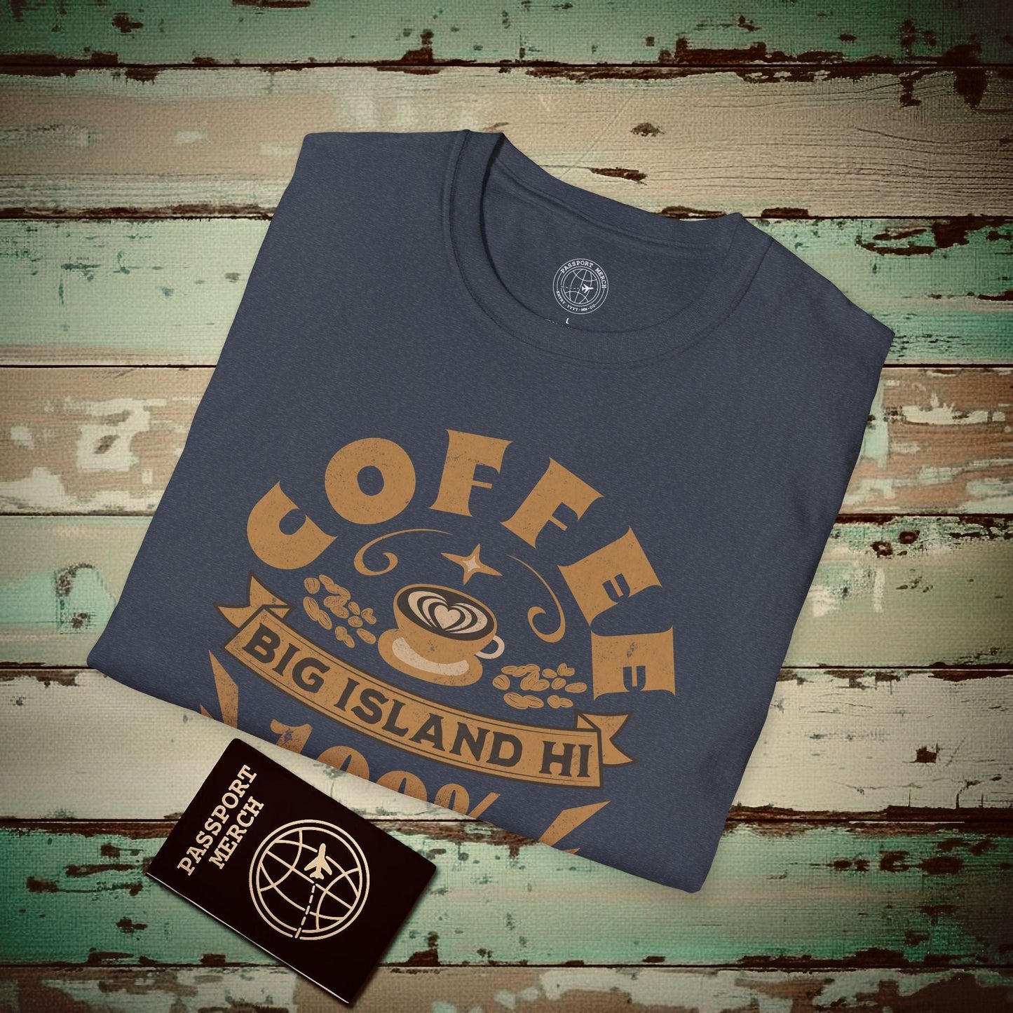 100 Percent Kona Coffee Hawaii T-Shirt Heather Navy / S