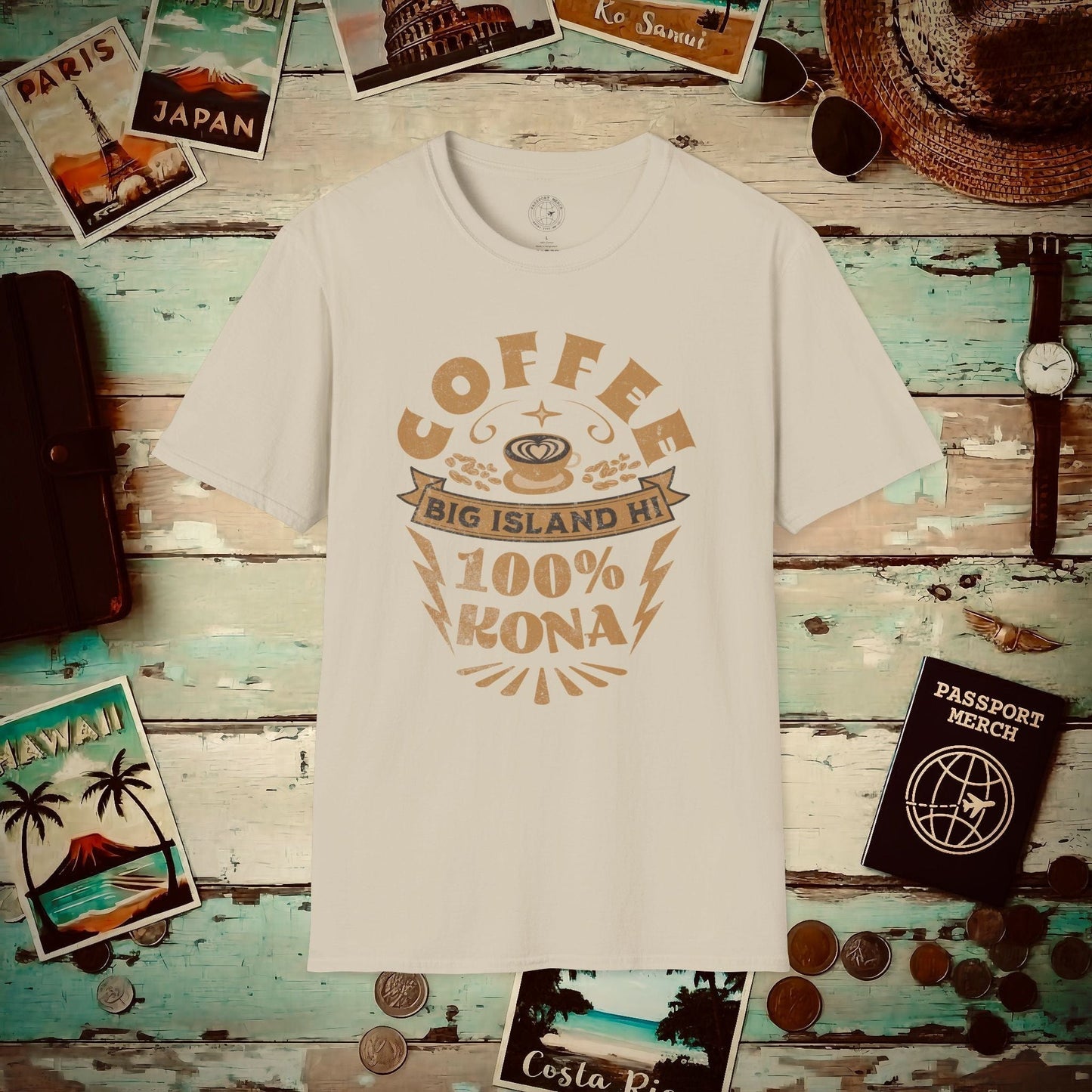 100 Percent Kona Coffee Hawaii T-Shirt Sand / S
