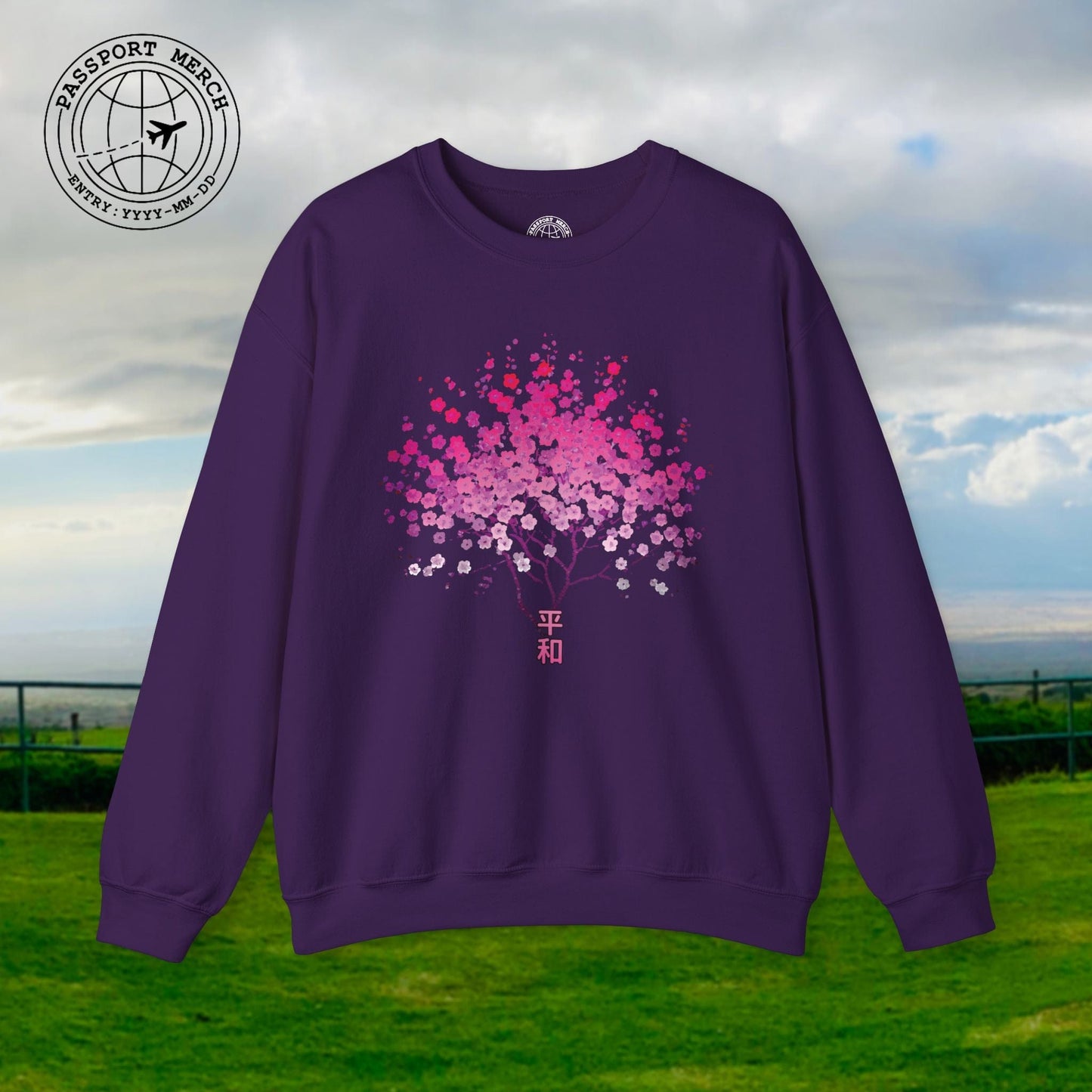 Cherry Blossoms Growing from Peace Japan Crewneck