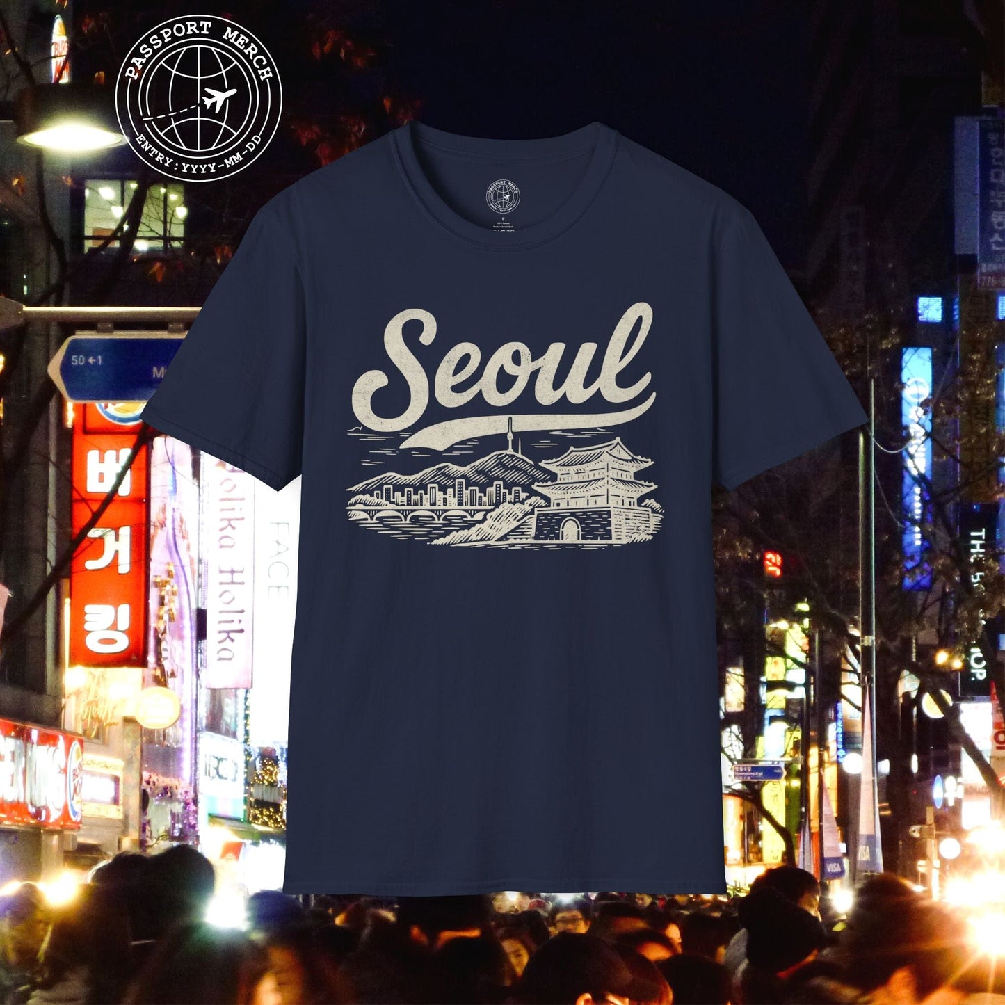 Monochrome Dreams of Seoul Korea T-Shirt