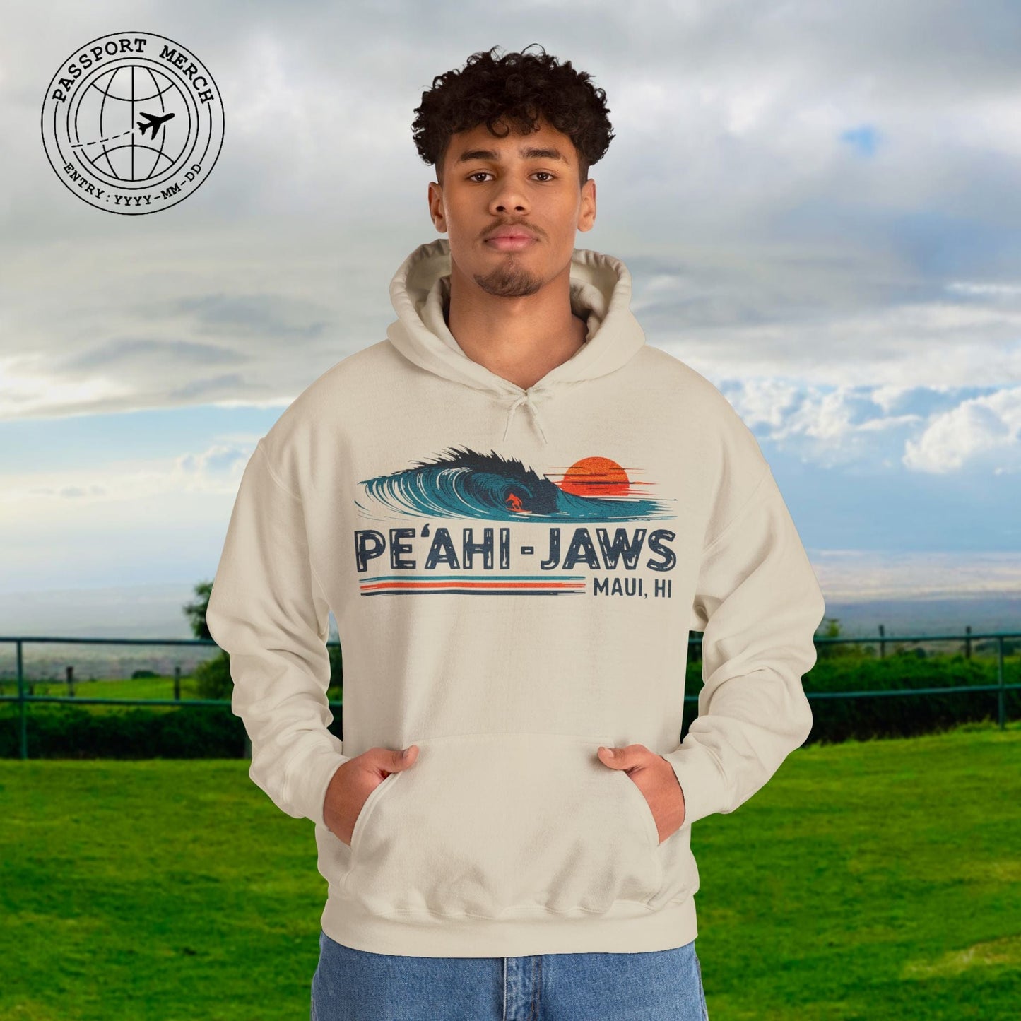 Peahi Jaws, Maui, Hawaii - Vibrant Surf Retro Hoodie