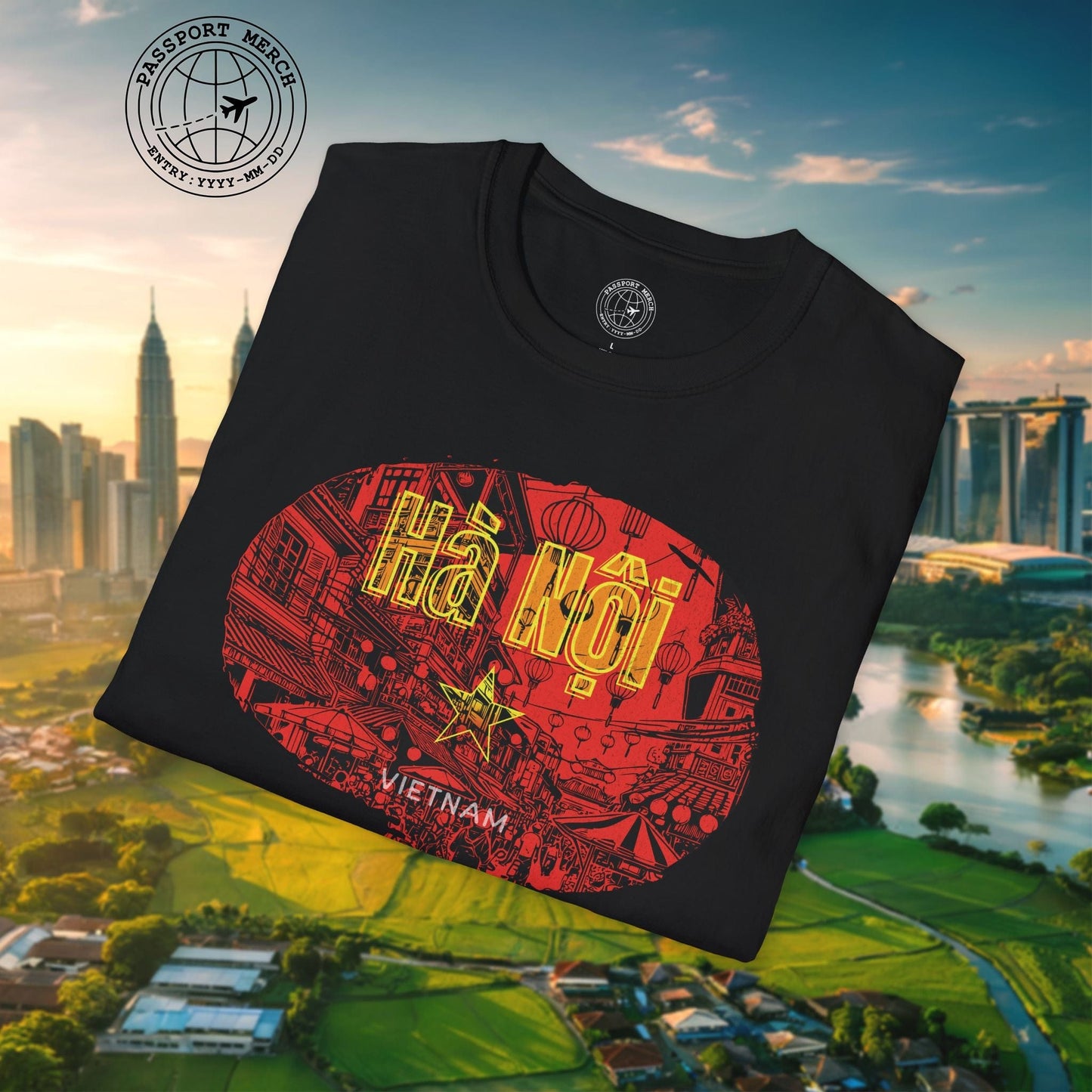 Hanoi Vietnam Vintage Streets Flag T-Shirt