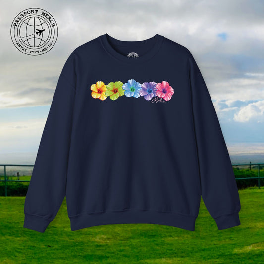 Five Vibrant Hibiscus, Hawaii Crewneck