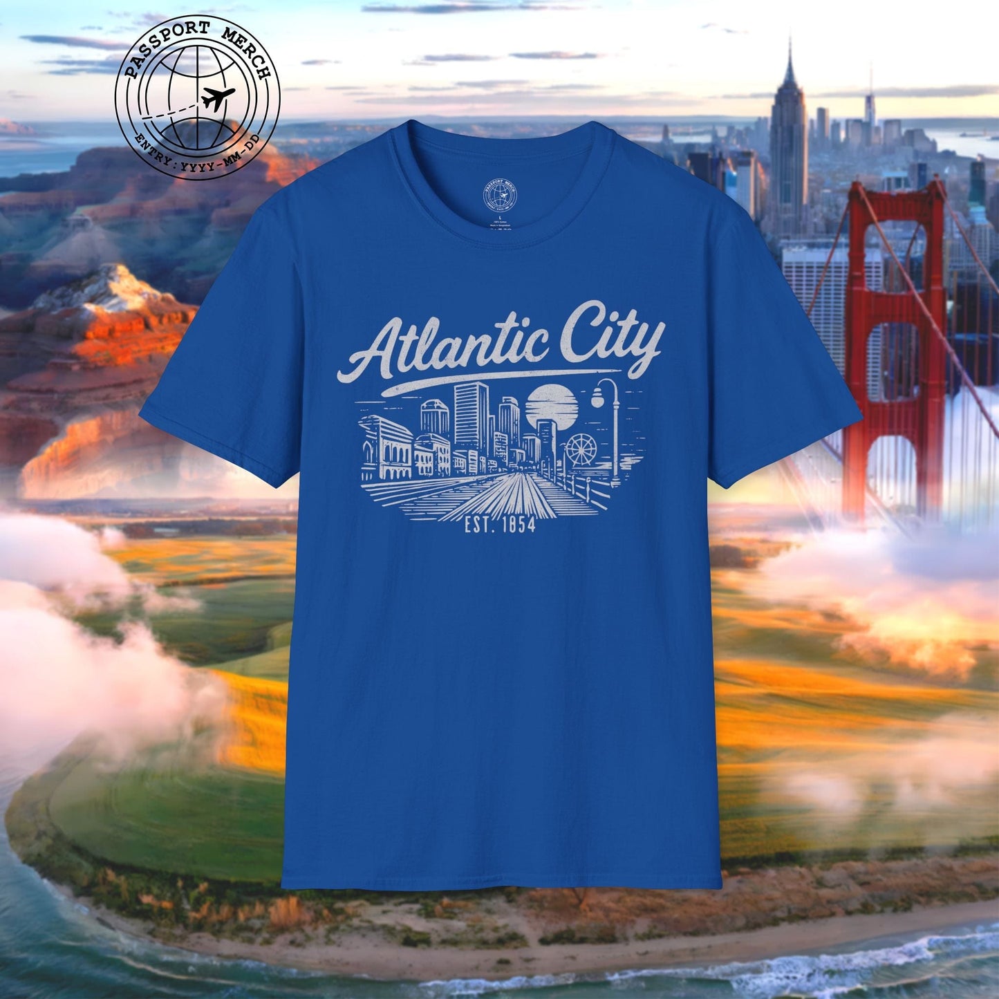Vintage Atlantic City Monochrome, New Jersey T-Shirt
