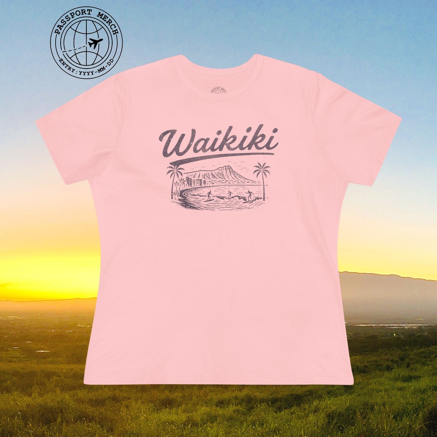Monochrome Dreams of Waikiki, Hawaii, Womens Fit T-Shirt