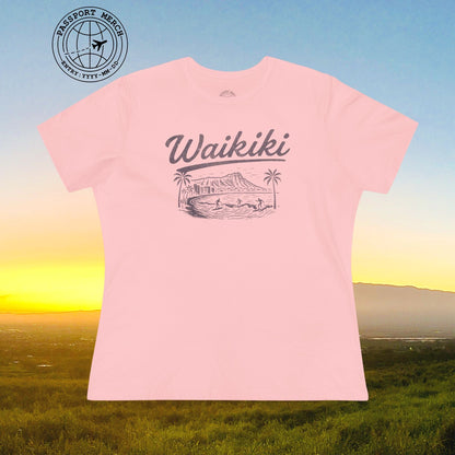 Monochrome Dreams of Waikiki, Hawaii, Womens Fit T-Shirt