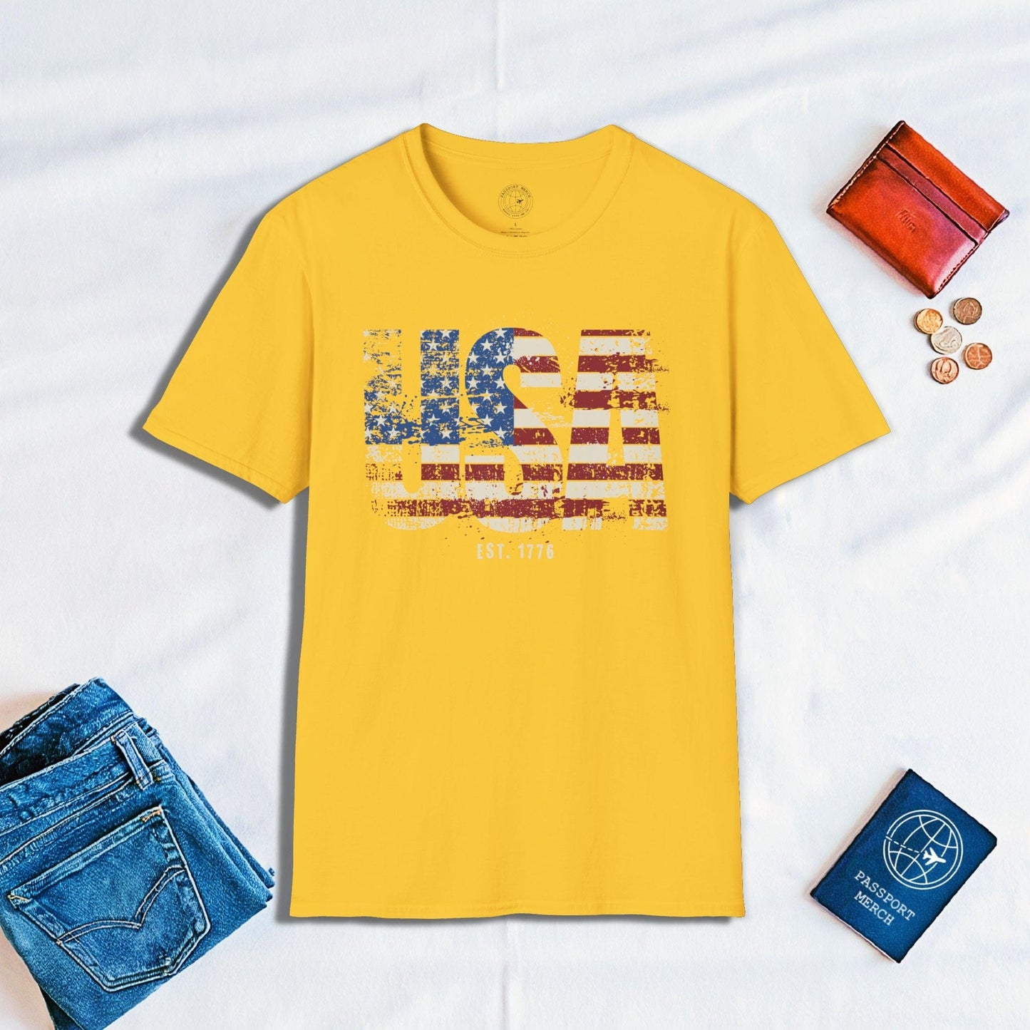 Vintage Distressed USA Letter Flag T-Shirt