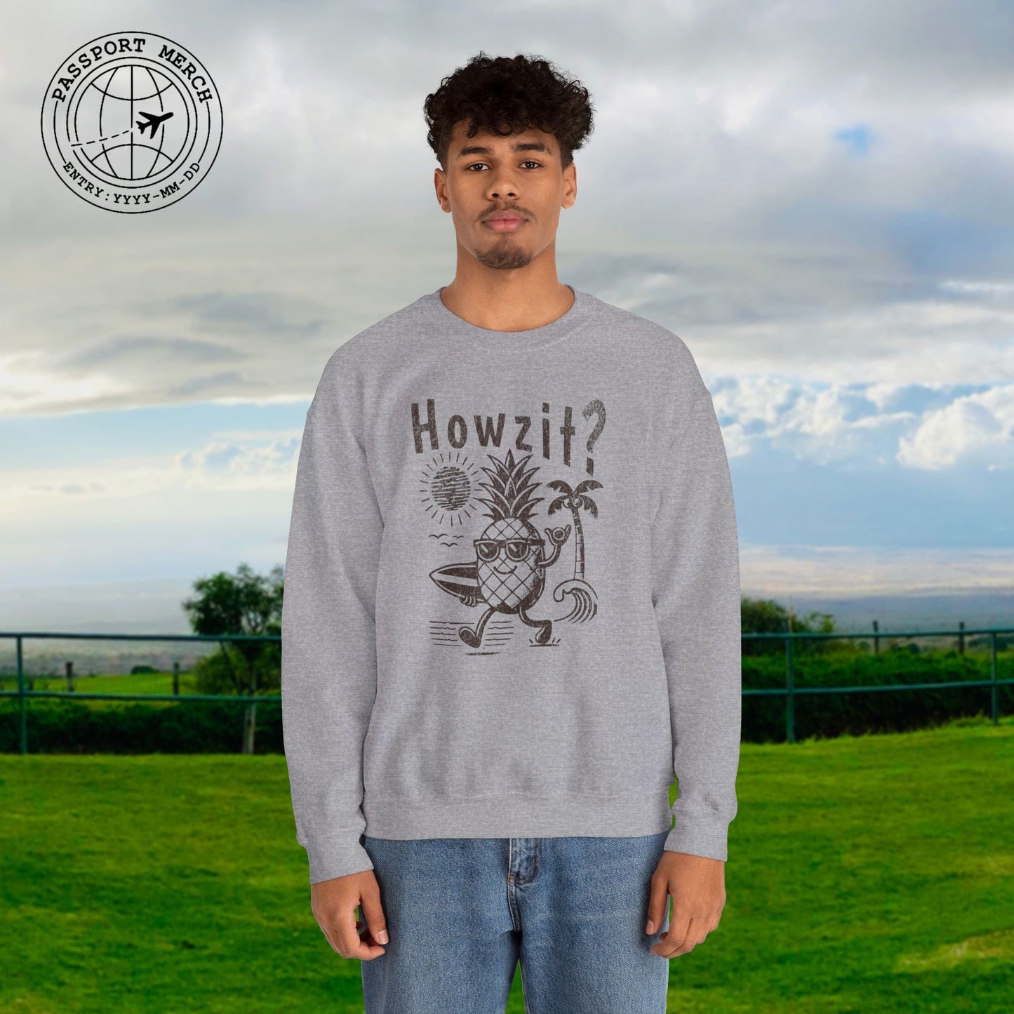 Howzit? Pineapple Shaka, Hawaii Crewneck