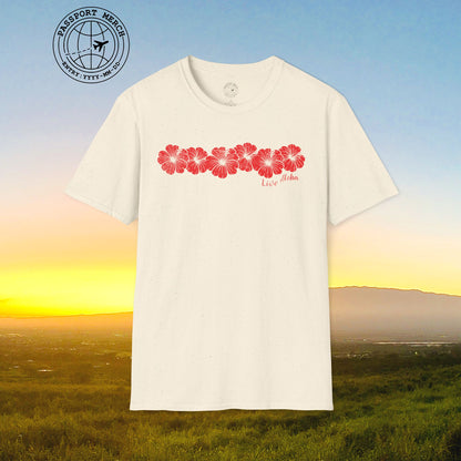 Live Aloha RED Monochrome Hibiscus, Hawaii T-Shirt