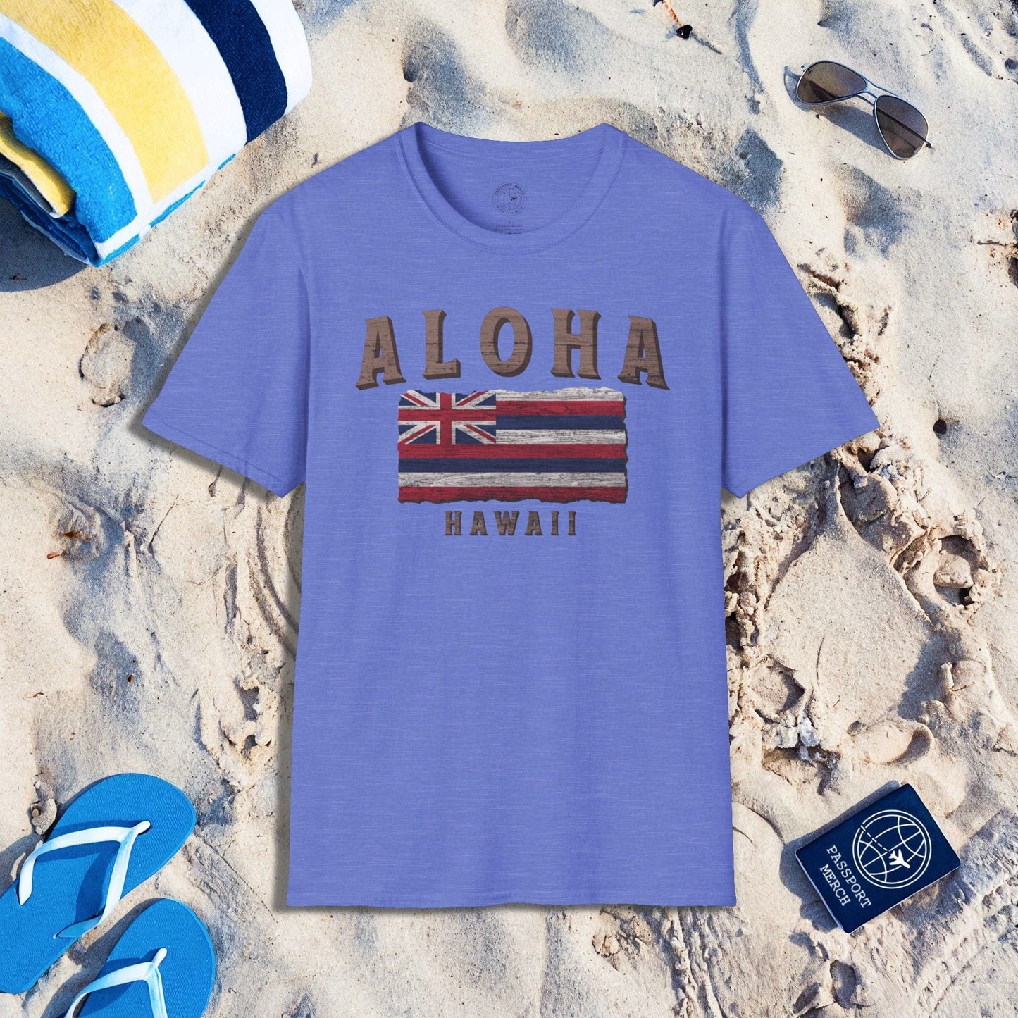 Koa Wood Aloha Hawaiian Flag T-Shirt