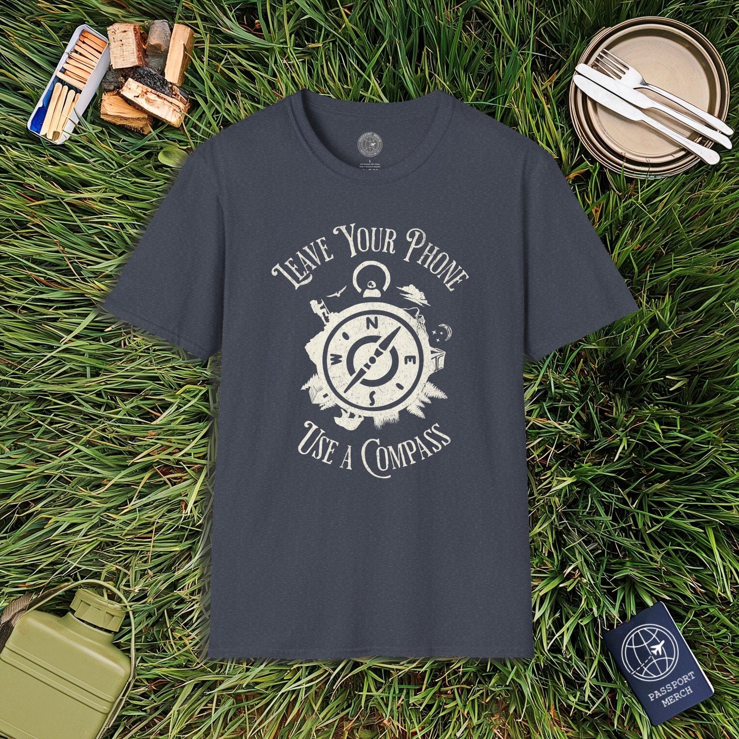 Leave Your Phone Use a Compass Camping Hiking T-Shirt