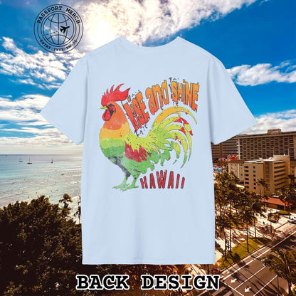Rise and Shine Rooster, Hawaii, Back Print T-Shirt